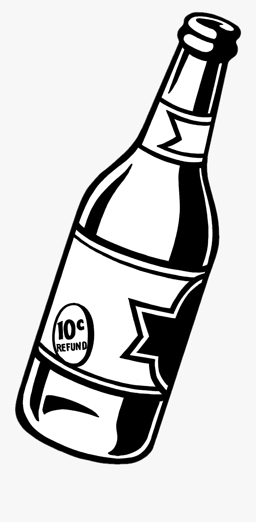 Black White Beer Bottle, Transparent Clipart