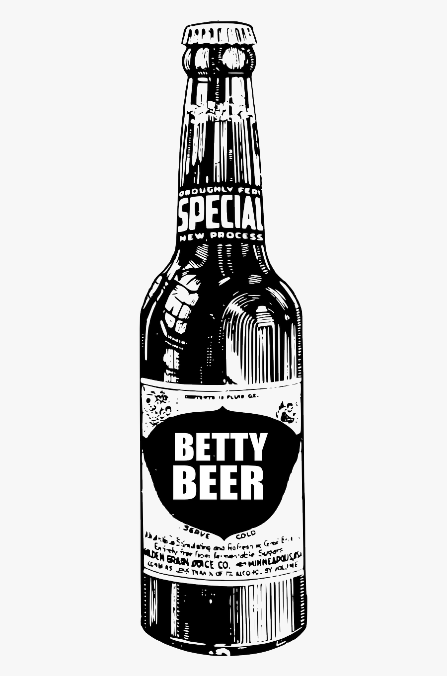 Beer Bottle Soda Free Picture - Beer Black And White, Transparent Clipart