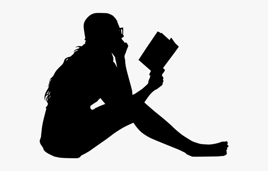 Girl Reading Book - Girl Reading Book Silhouette, Transparent Clipart