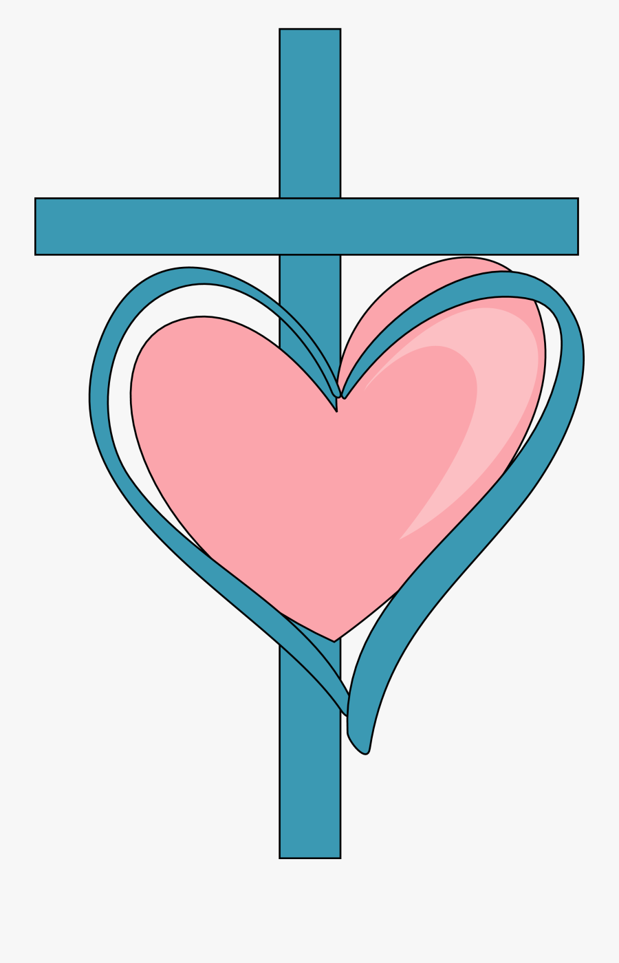 Transparent Pink Cross Png - Heart And Cross Png, Transparent Clipart