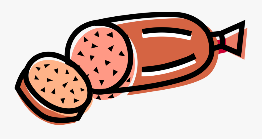 Vector Illustration Of Cold Cuts Salami Cured Sausage - Cold Cut Clipart, Transparent Clipart