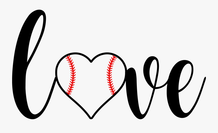 Softball Heart Clip Art Transparent - Love Baseball Heart Svg, Transparent Clipart