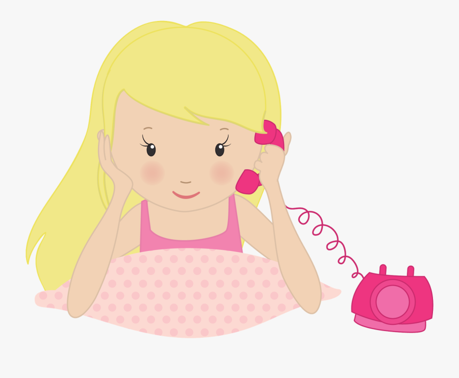 Girls At Phone Clip Art - Cartoon, Transparent Clipart