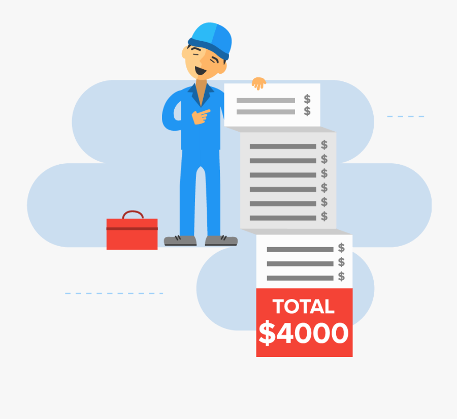 Mechanic Presenting A Long And Expensive Bill - 非 主流 黑色 图片, Transparent Clipart