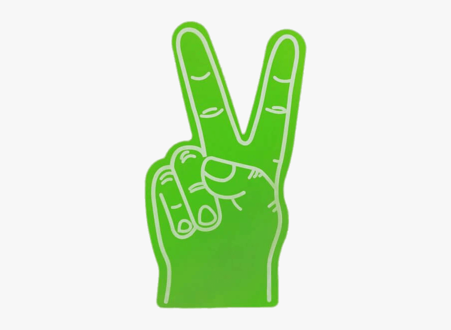 Green Foam Hand Peace Sign - Peace Foam Hand, Transparent Clipart