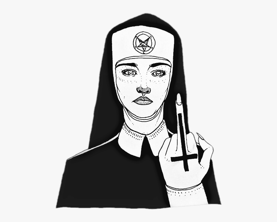 Fuckyou Middlefinger Nun Satan Clipart , Png Download - Satanic Nun Png, Transparent Clipart
