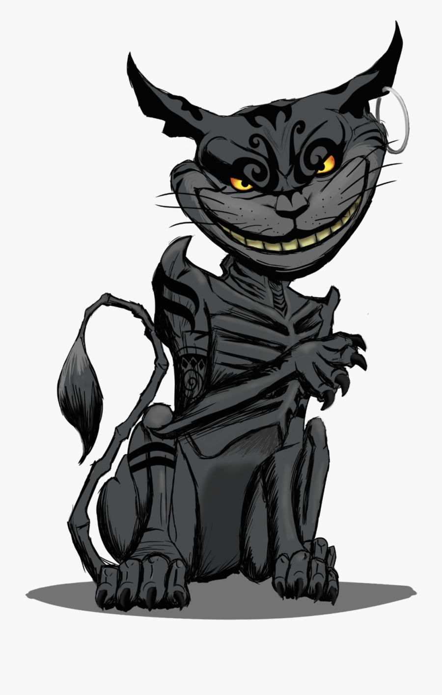 Transparent Alice In Wonderland Cat Png - Cat From Alice In Wonderland Drawing, Transparent Clipart