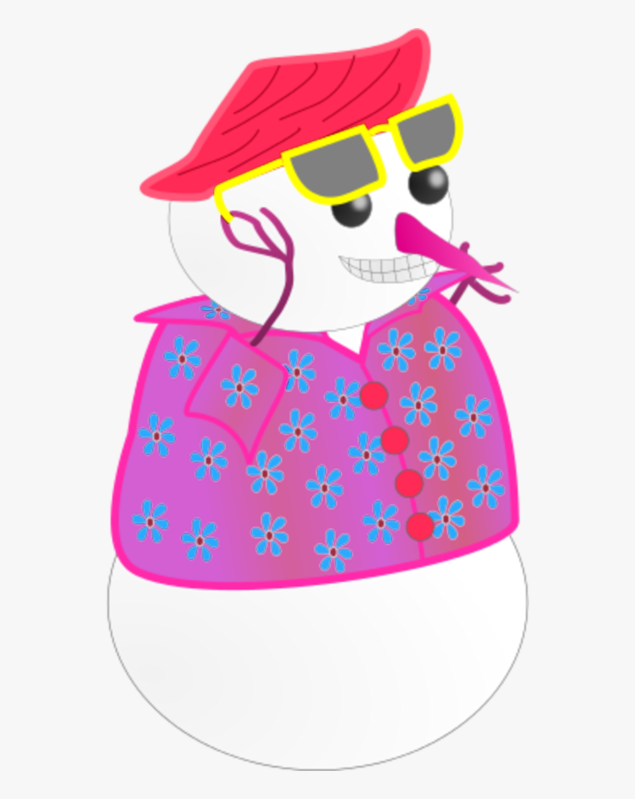 Snow Man Wearing Hawaii Shirt And Hat - Hawaiian Snowman Png, Transparent Clipart