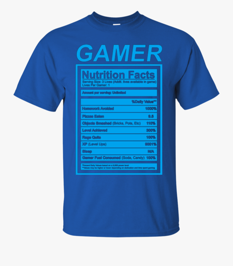 Gamer Nutrition Facts Blue Label Funny Graphic Shirt - Active Shirt, Transparent Clipart
