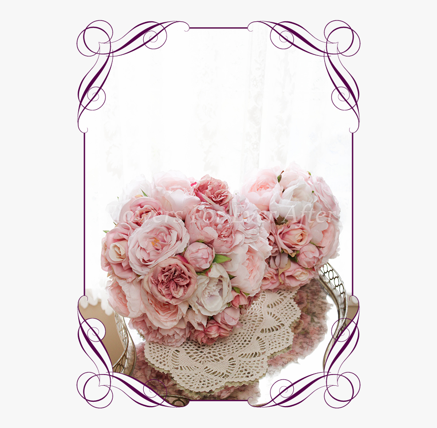 Silk Artificial Romantic Pink Peony And Rose Bridal - Garden Roses, Transparent Clipart