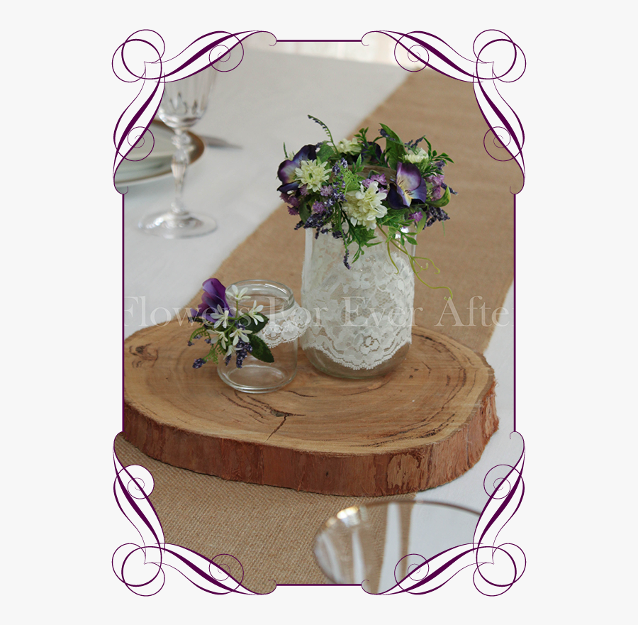 Set Of 2 Purple Rustic Floral Jar Centerpiece Gorgeous - Coffee Table, Transparent Clipart