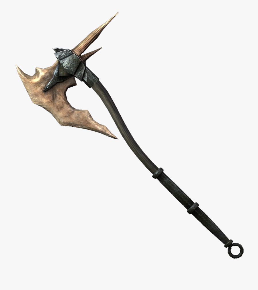 Battle Axe Transparent Background - Skyrim Dragonbone Battleaxe, Transparent Clipart