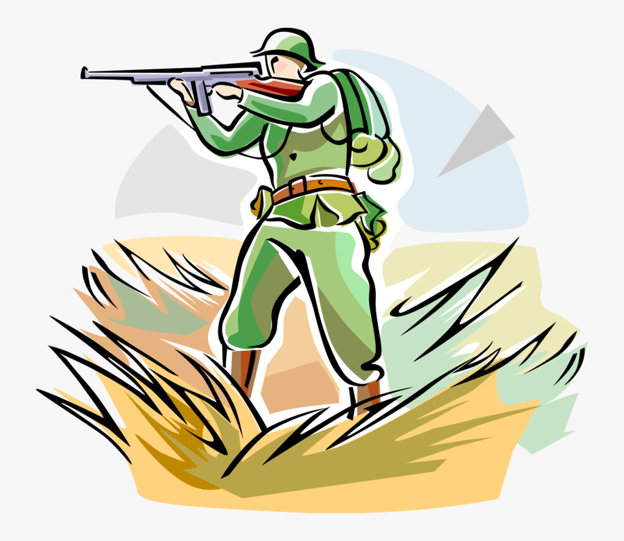 Vector Illustration Of World War One Wwi Soldier With - Ww1 Soldier With Gun, Transparent Clipart