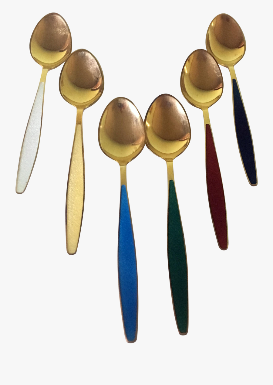 Georg Jensen Gilded & Enameled Demitasse Spoons - Wooden Spoon, Transparent Clipart