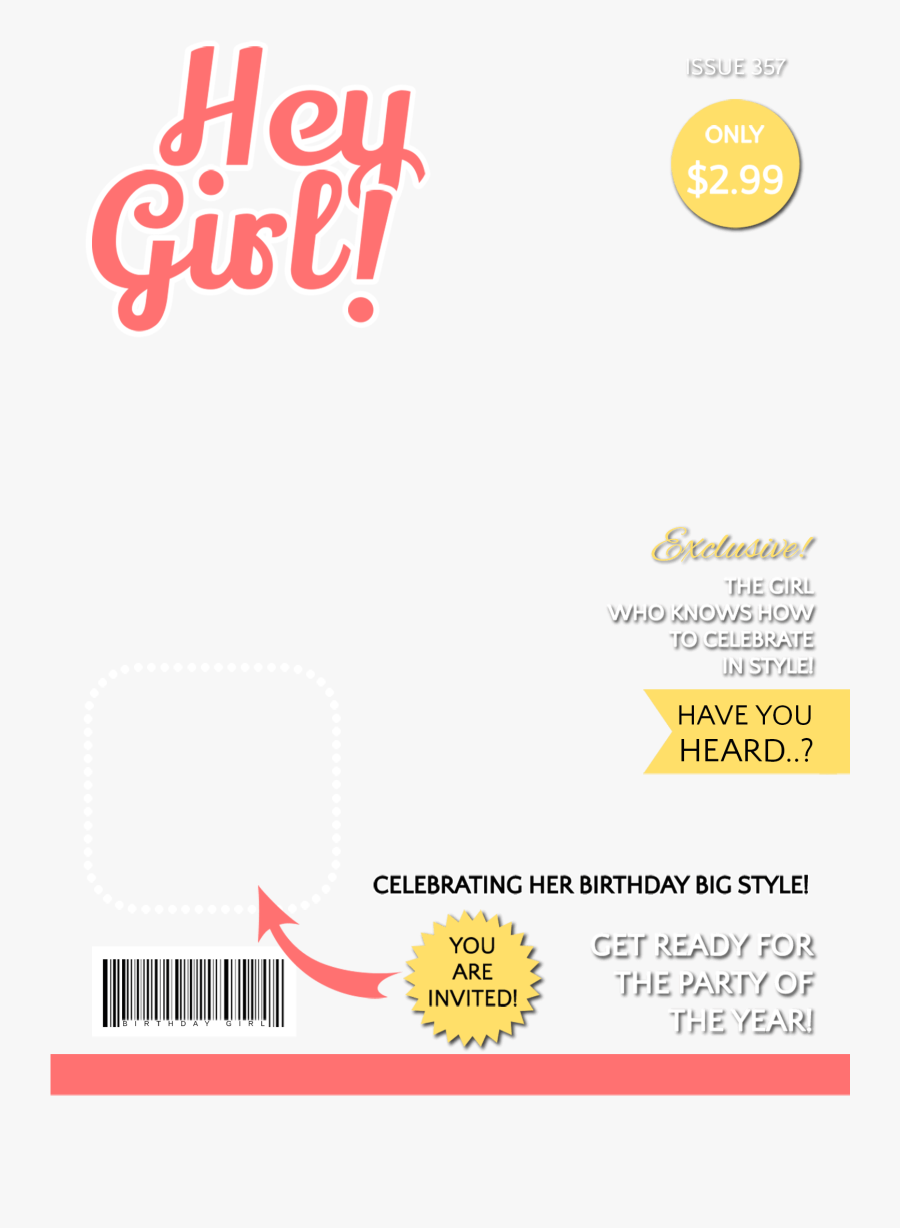 Clip Art Hey Girl Magazine Cover - Cover Girl Magazine Template, Transparent Clipart