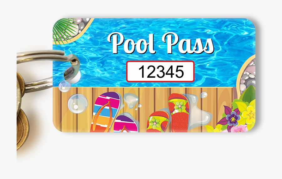 Pool Pass In Rectangular Shape, Colorful Flip Flops - Label, Transparent Clipart