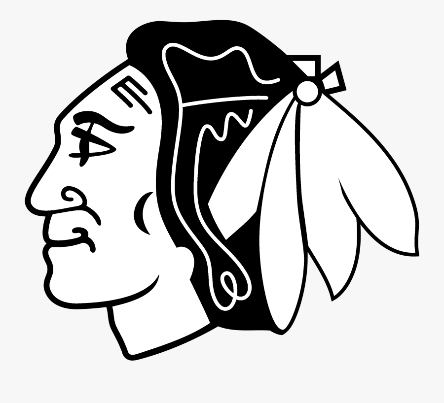 None - Chicago Blackhawks Black And White Logo, Transparent Clipart