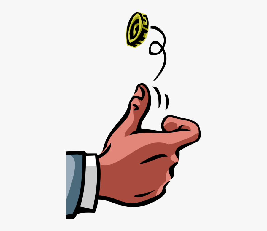 Vector Illustration Of Decision Making Hand Flipping - Coin Flip Clip Art, Transparent Clipart