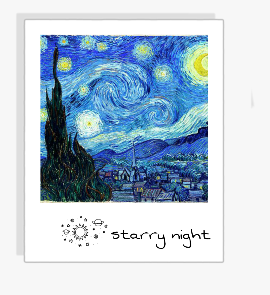 #polaroid #starrynight #vangogh #planets - Van Gogh Starry Night, Transparent Clipart
