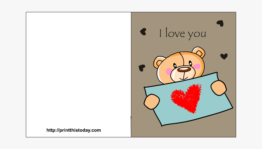 Free Printable Love Card For Her With Teddy Bear - Love Cards For Print, Transparent Clipart