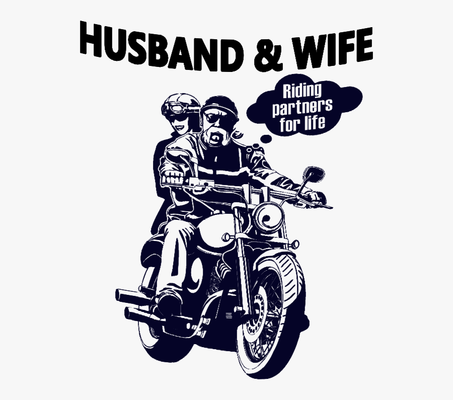 Husband And Wife Bikers Riding Partners , Png - Husband And Wife Motorcycle, Transparent Clipart