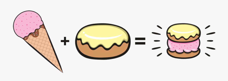 Stuffed Ice Cream Scoops Glaze Donut Cruff - Donut With Scoop Ice Cream, Transparent Clipart