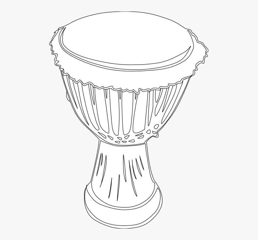 Djambe Black White Line Art 555px - Djembe, Transparent Clipart
