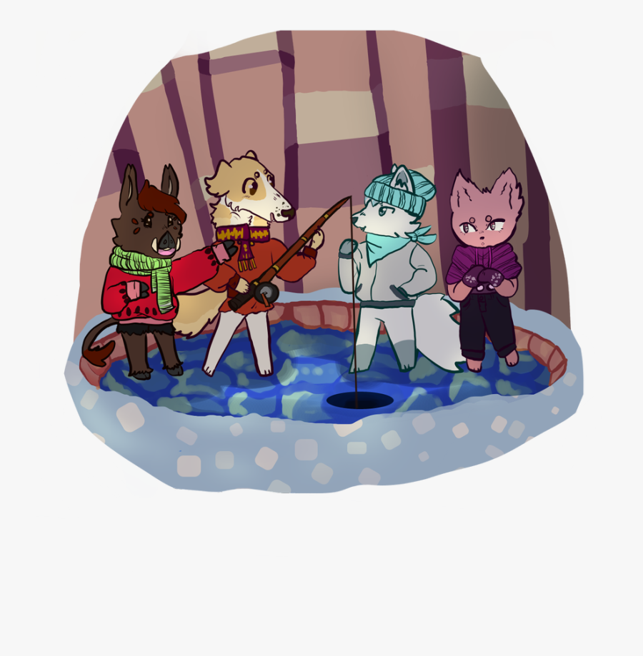 Ice Fishing Lineart - Cartoon, Transparent Clipart