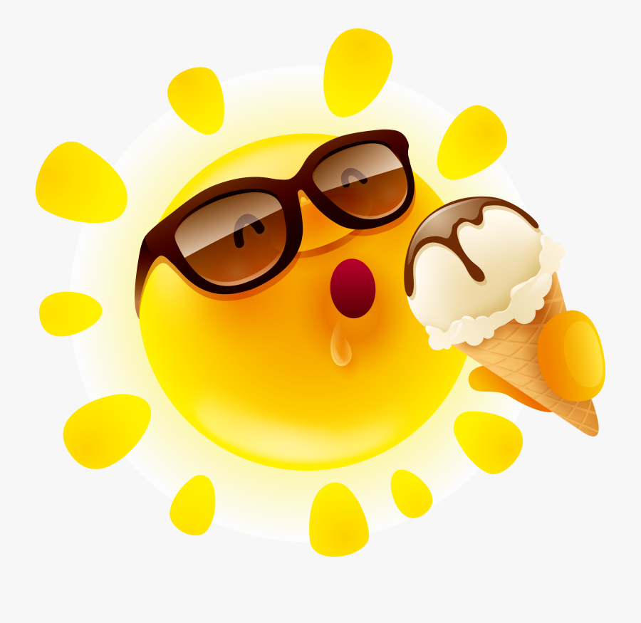 Sun Cartoon Cone Ice Cream Png Image High Quality Clipart - Sun And Ice Cream Clipart, Transparent Clipart
