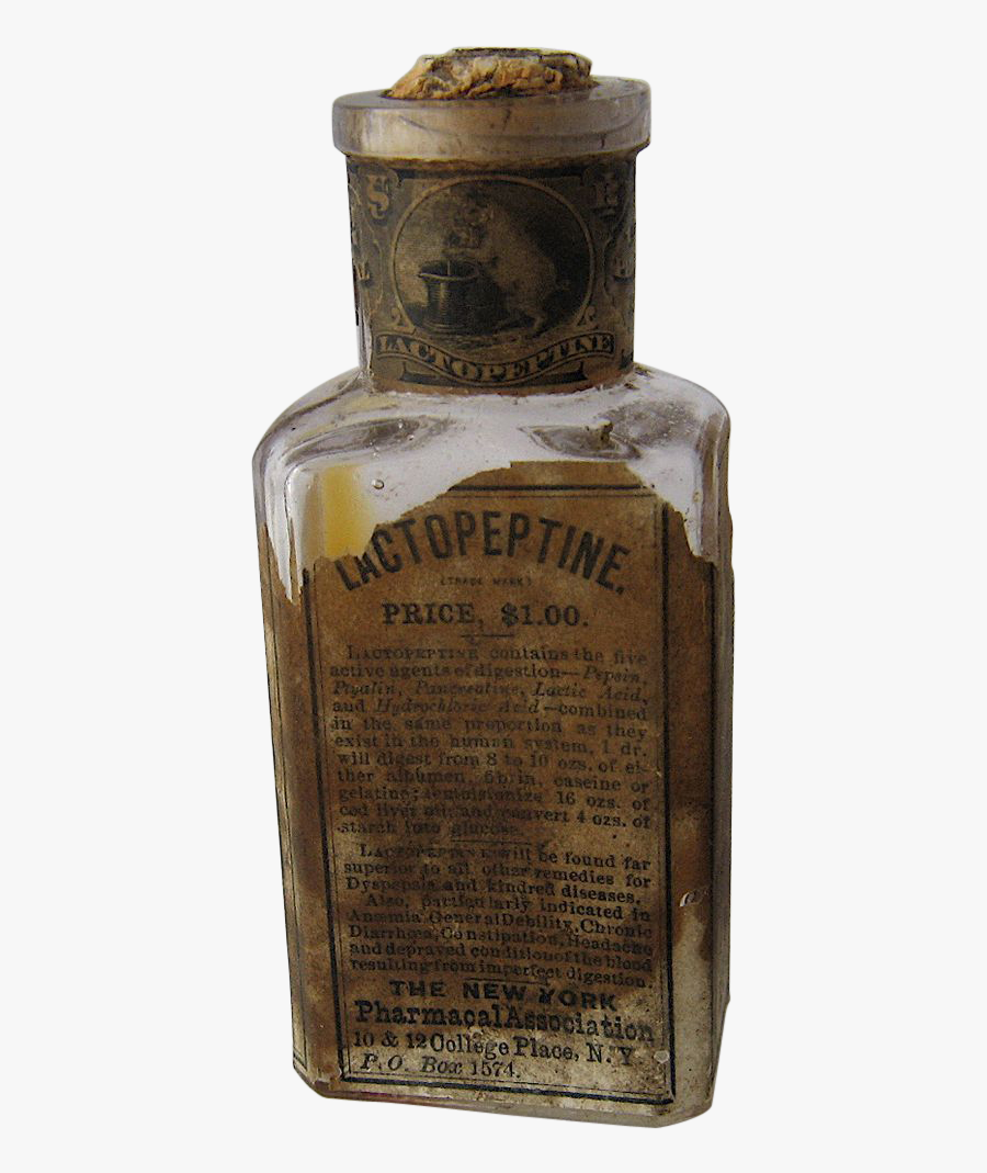 Clip Art Ca Lactopeptine W Label - Glass Bottle, Transparent Clipart