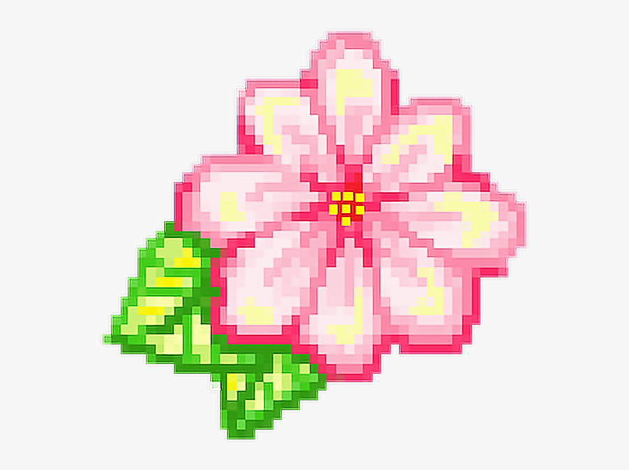 #flower #flowers #kawaii #aesthetic #pink #girly #pixel - Pink Flower Pixel Png, Transparent Clipart