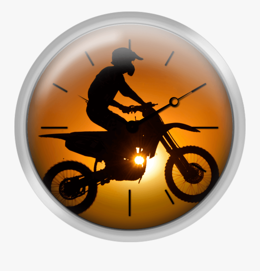 Silhouette Of Motocross At Sunset, Transparent Clipart