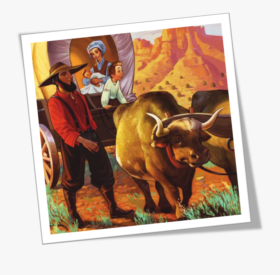 Covered Wagon Pioneer Family, Transparent Clipart