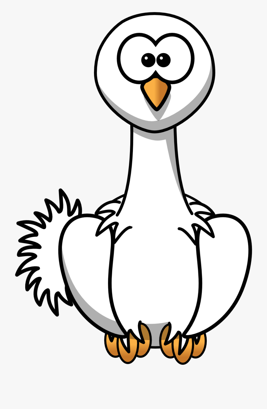 Clip Art Ostrich Black White Line Art Svg - Cartoon Ostrich Clipart, Transparent Clipart