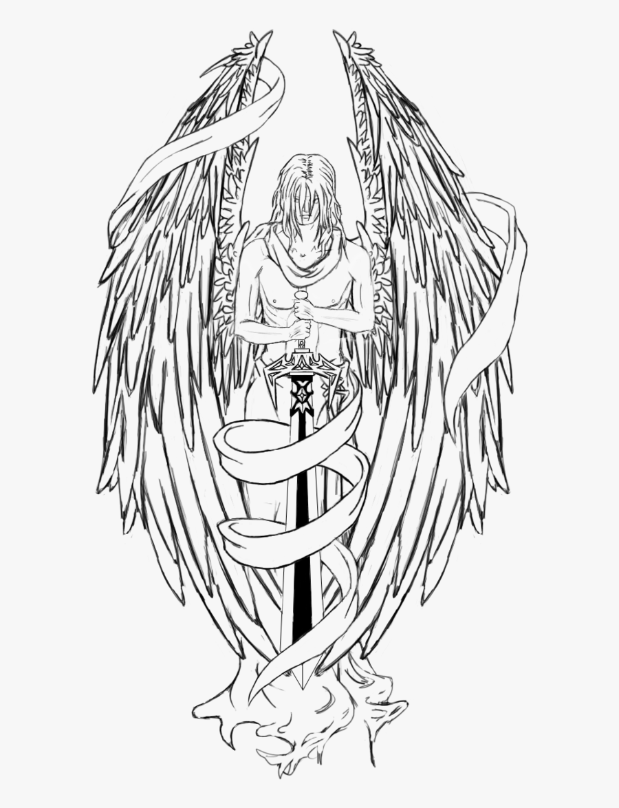 Transparent Guardian Angels Clipart - Guardian Angel Sword Tattoo, Transparent Clipart