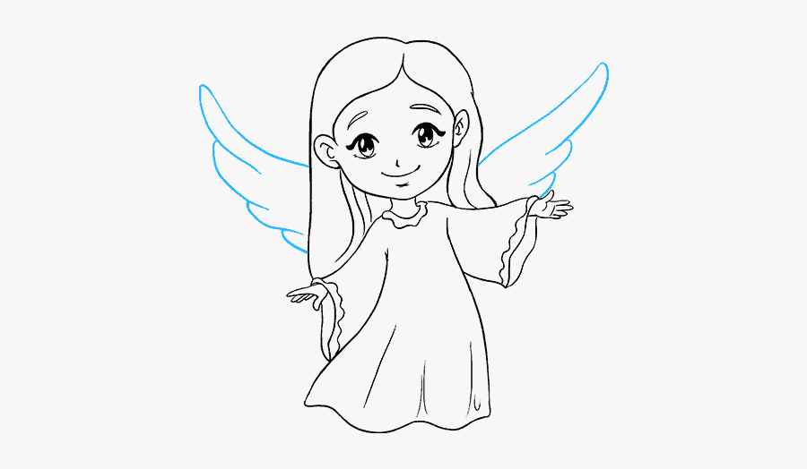 How To Draw A Angel For Kids - Dibujos De Angeles Faciles, Transparent Clipart
