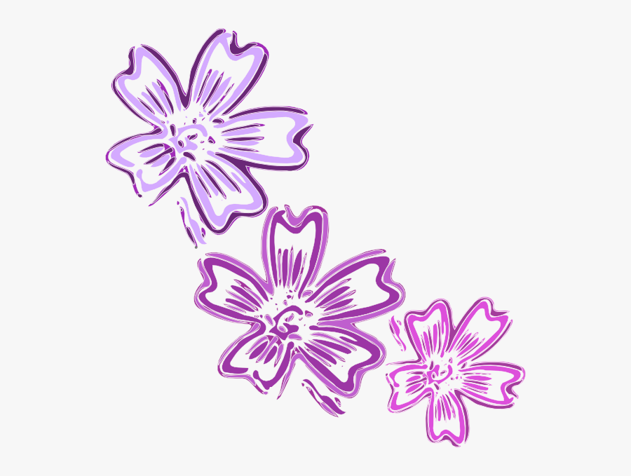 Blue And Purple Flowers Clip Art, Transparent Clipart