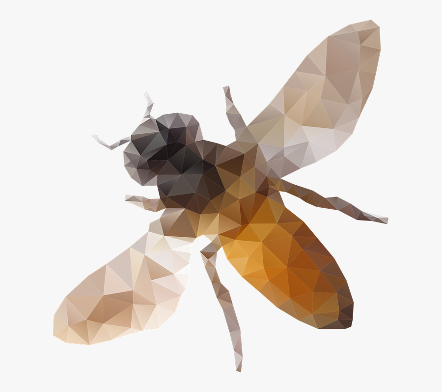 Unusual Mozaic Bee In Brown Colors - Bees Low Poly Art, Transparent Clipart