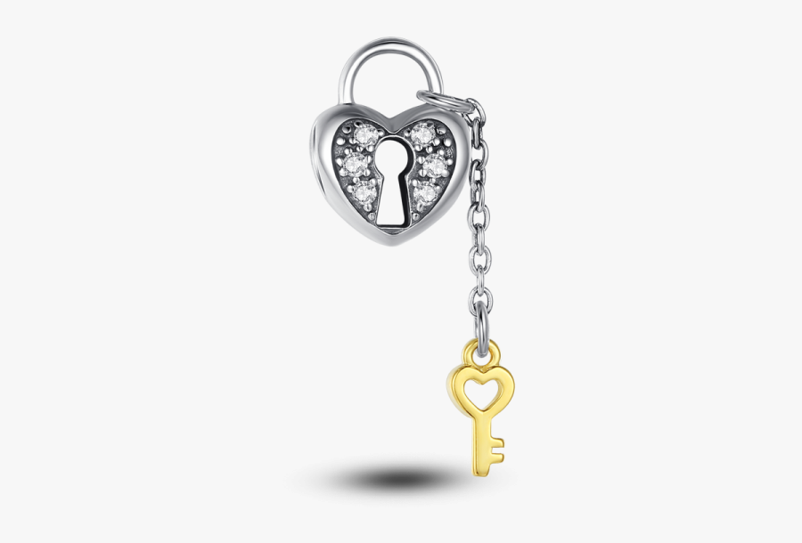 Ideal Heart Lock And Key Gold And Silver Dangle Charm - Heart And Key Lock Png, Transparent Clipart