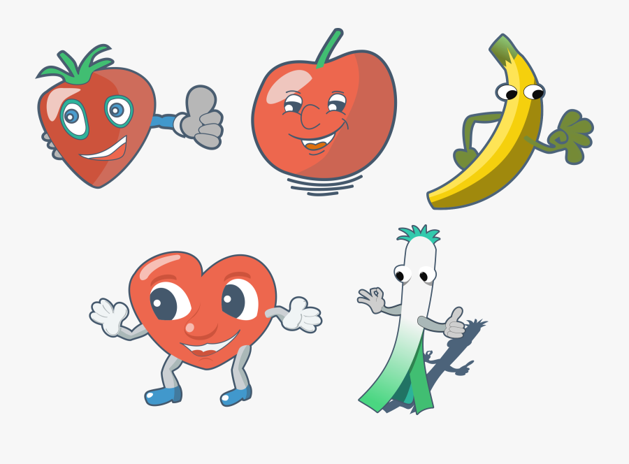 This Free Icons Png Design Of Fun Fruits - Cartoon Drawing Of Vegetables And Fruits, Transparent Clipart