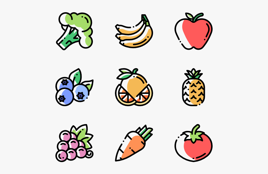 Clip Group - Vegetables And Fruit Cartoon, Transparent Clipart