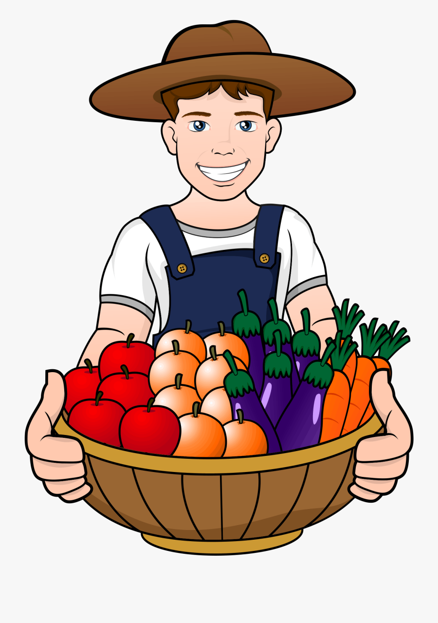 A Men Have Fruits And Vegetables In The Basket - Basket Fruits And Vegetables Clipart, Transparent Clipart