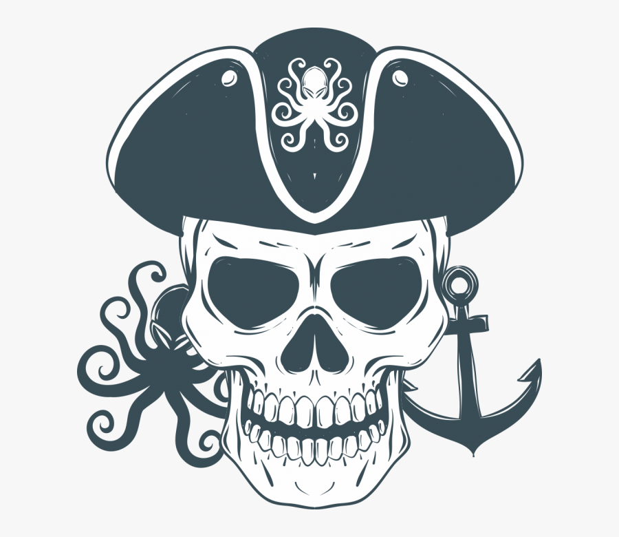 Skull Pirate Sticker Clip Art - Clip Art Pirate Skull Png, Transparent Clipart