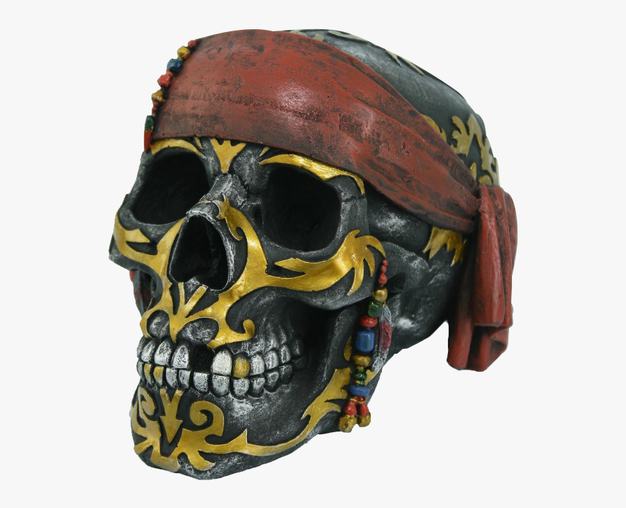 Gold Tattoo Pirate Skull Statue - Skull, Transparent Clipart