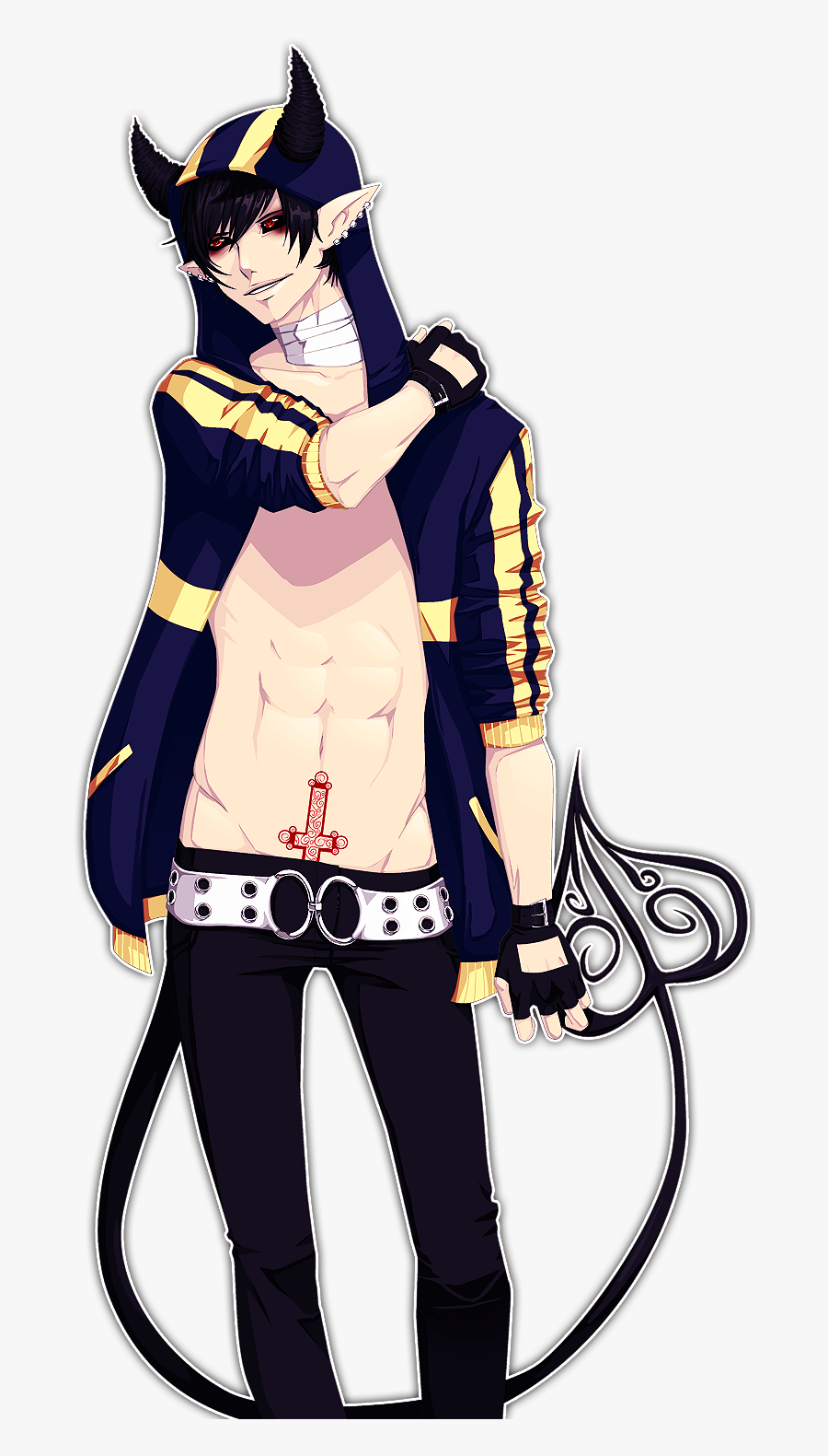 Jpg Black And White Anime Guy Google Search - Demon Anime Monster Boy, Transparent Clipart