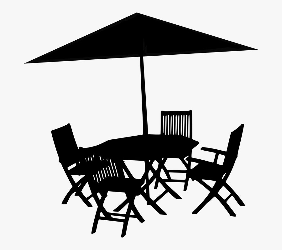 Table Silhouette Png -silhouette Table Umbrella Chairs - Umbrella Table Silhouette, Transparent Clipart