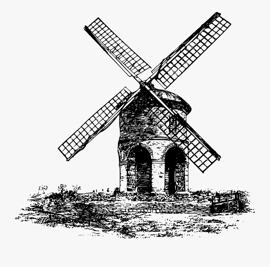 Clipart - Windmill Clipart Black And White, Transparent Clipart