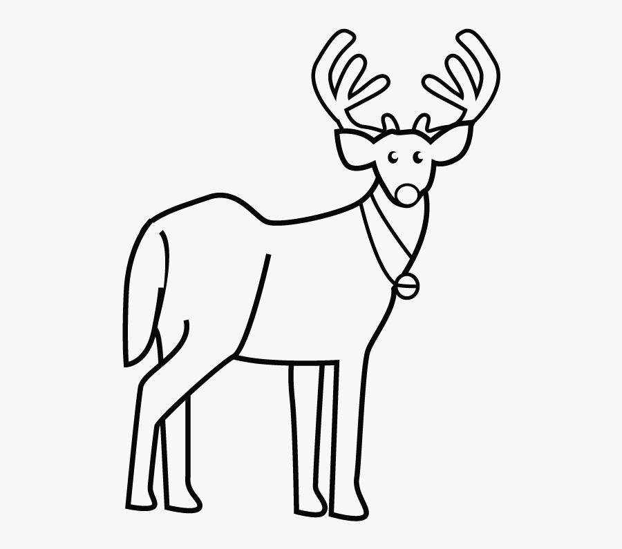 Reindeer Christmas Coloring For Kids - Reindeer, Transparent Clipart