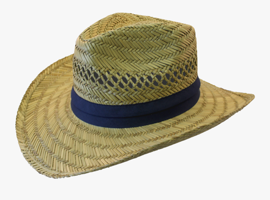 Straw Hat With Navy Band Cowboy Hat - Farmer Hat Png, Transparent Clipart