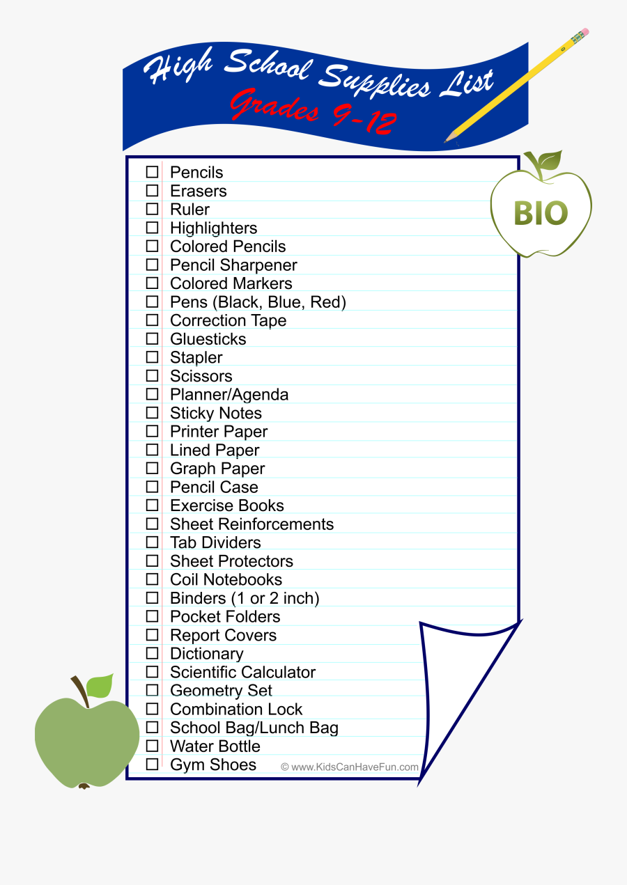 Supplies List Template Datariouruguay - Meridian Middle School, Transparent Clipart